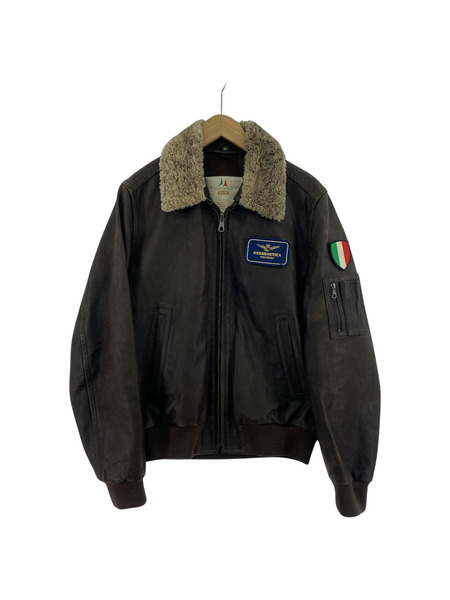 AERONAUTICA MILITARE 伊製 レザーフライトジャケット 48