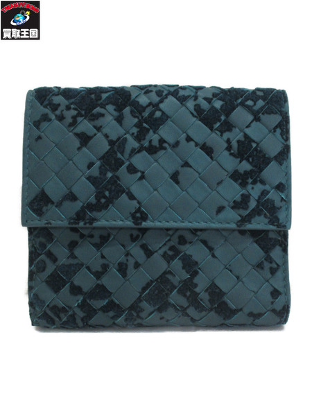 コンパクトウォレット イントレチャート/フロッキー　グリーン[値下]