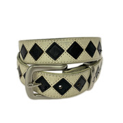 STUSSY ARGYLE CHECK BELT 白x黒