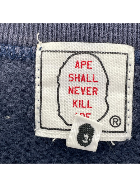 A BATHING APE 初期タグ ラインストーン ロゴプリント S/Sスウェット 紺 (XS)