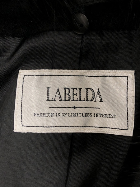 LABELDA1 毛皮付 ロングコート　BLK