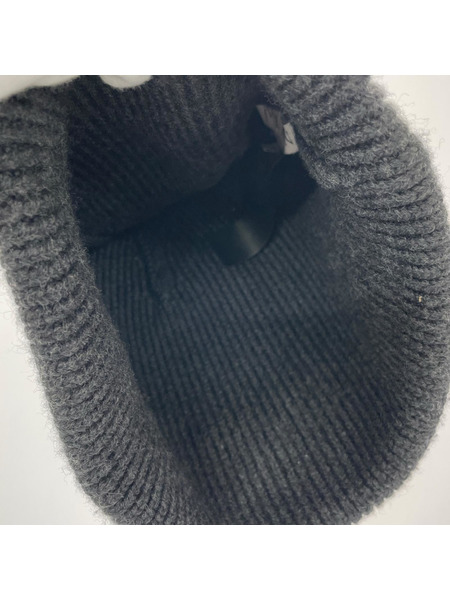 J.W.Anderson ニットキャップ JW ANDERSON レザーハパッチ/ニットキャップ/グレー