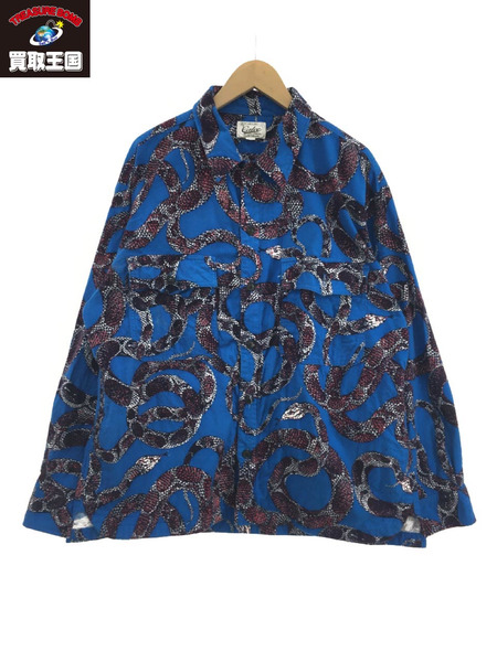 CALEE ALLOVER SNAKE PATTERN OVER SILHOUETTE SHIRT L[値下]