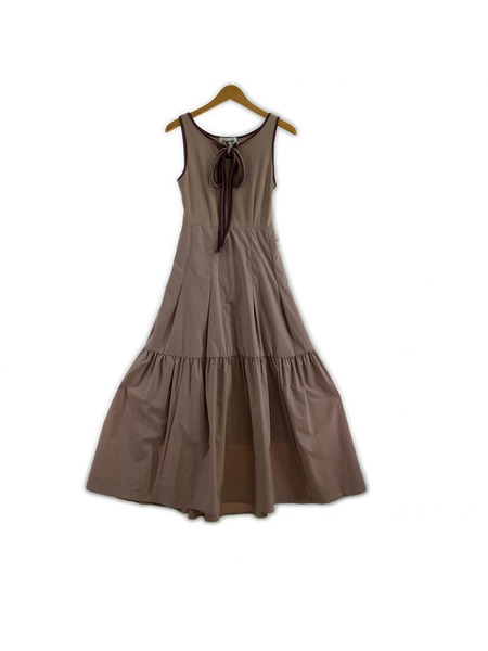 Lily Brown ノースリーブワンピース ライン入リカットドッキングワンピース