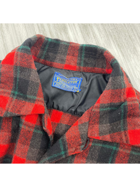 PENDLETON 長袖シャツ 60s 開襟ウールチェックシャツ (XL) 赤