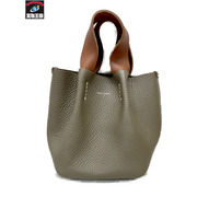 Hender Scheme piano bag small レザーバッグ ベージュ×ブラウン