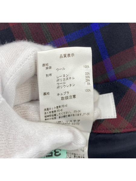 LE CIEL BLEU チェックフリンジアシメスカート