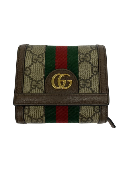 GUCCI マーモント PVC×レザー コンパクトウォレット