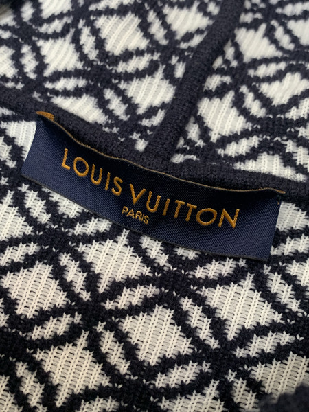 LV 総柄ニットパーカー SizeXXL ブラック 本体のみ ルイ ヴィトン LOUIS VUITTON  モノグラム  