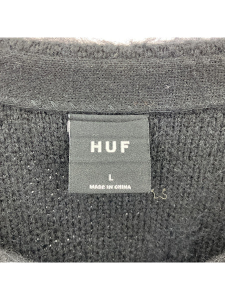 HUF アクリルカーディガン ブラック