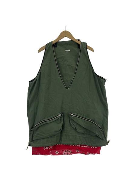 OLD PARK 解体再構築 リメイク ランドリーベスト - カーキ