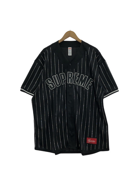 Supreme 22SS Rhinestone Stripe Baseball Jersey (XXL)[値下]