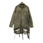 Rick Owens 23AW DISTRESSED DENIM OVERSHIRT WITH FRINGED