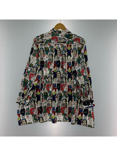 長袖シャツ mannine アニマル総柄シャツ