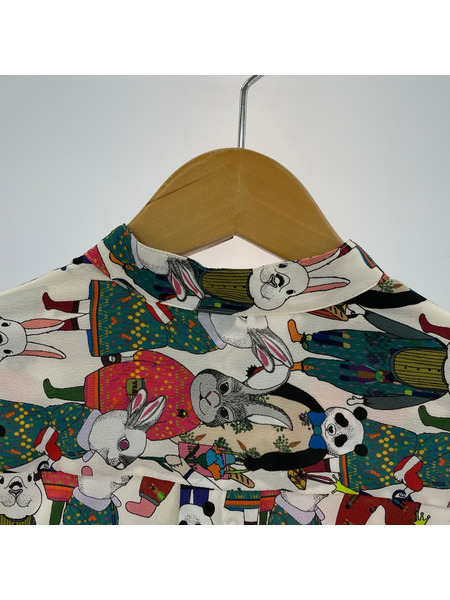 長袖シャツ mannine アニマル総柄シャツ
