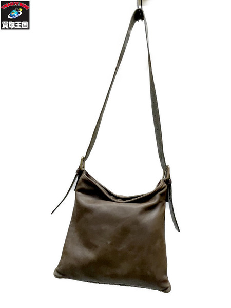 BOTTEGA VENETA イントレチャート レザーショルダーバッグ ブラウン