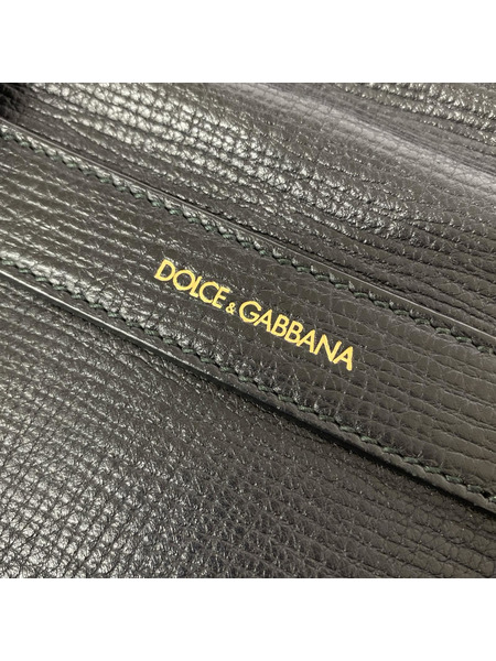 DOLCE＆GABBANA 内総柄 レザービジネスバッグ 黒
