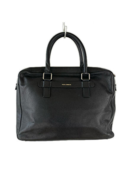 DOLCE＆GABBANA 内総柄 レザービジネスバッグ 黒