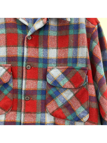 PENDLETON 長袖シャツ 70s 開襟ウールチェックシャツ (M) 青