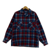 PENDLETON 長袖シャツ 70s 開襟ウールチェックシャツ (M) 青
