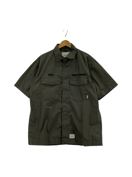 WTAPS 22SS COTTON.TWILL S/S シャツ カーキ (3)