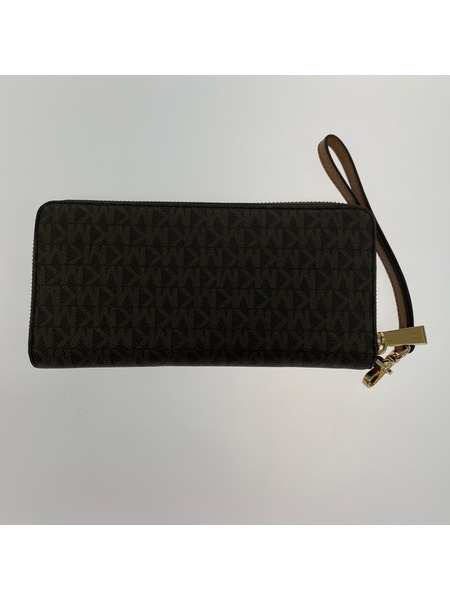 MICHAEL KORS 長財布 シグネチャー ラウンドジップ ロングウォレット ブラウン