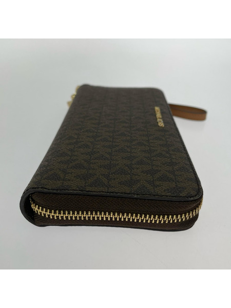 MICHAEL KORS 長財布 シグネチャー ラウンドジップ ロングウォレット ブラウン