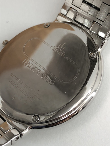 SEIKO クレドール クォーツ腕時計 20Pダイヤベゼル 18KT 銀白[値下
