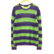 UA green label relaxing モヘヤブレンド ボーダーニットセーター(M) 紫×緑