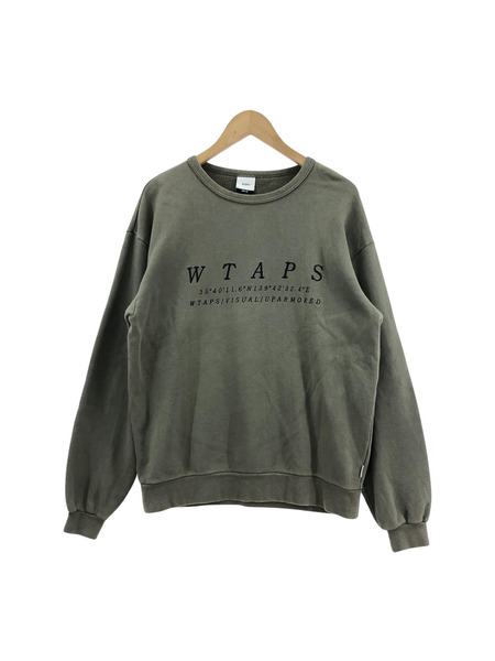 WTAPS 19AW SYSTEM CREW NECK スウェット ロゴ 刺繍 カーキ 02