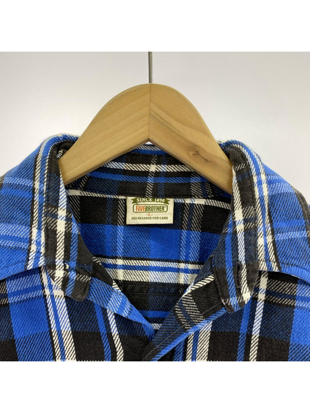 FIVE BROTHER 長袖シャツ 90s チェック 青 (L)