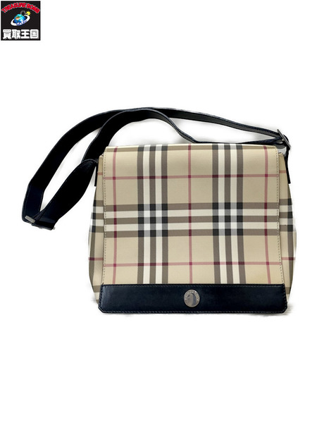 BURBERRY ノバチェック PVC フラップショルダーバッグ