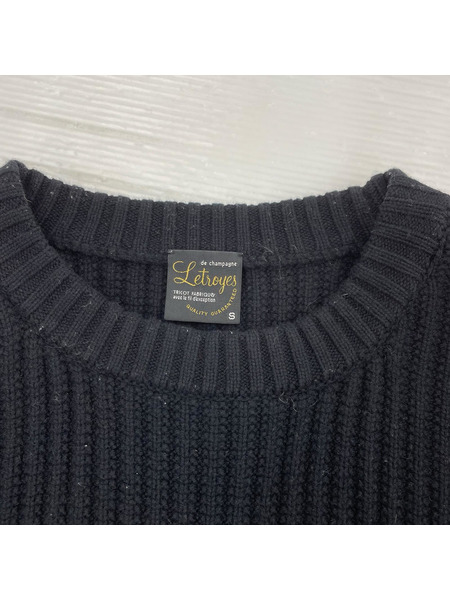 Letroyes ニット・セーター カシミヤ混ボーダーニット (s)黒白