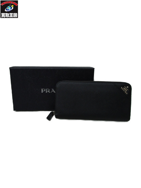 PRADA/ラウンドファスナー長財布/BLK