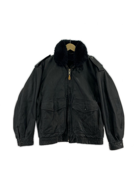 フライトジャケット TIME&TIDE G-1 レザーフライトジャケット ブラック (42)