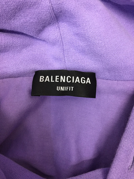 BALENCIAGA 21SS CAPSDESTROYED HOODIE プリントパーカー S パープル