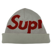 Supreme Big Logo Beanie /ホワイト×レッド