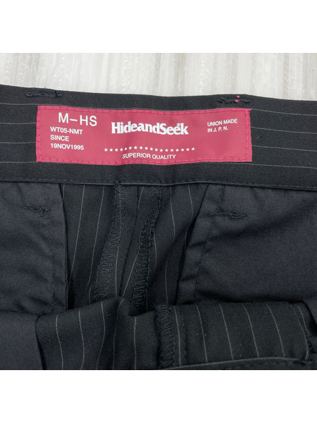 HIDE AND SEEK パンツ スラックス ストライプ ブラック