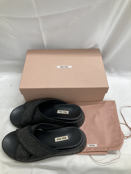 レディースラグ衣料 Miu Miu グリッターサンダル