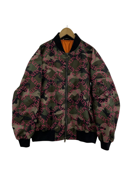 VALENTINO Logo-print Camouflage Bomber Jacket (46)