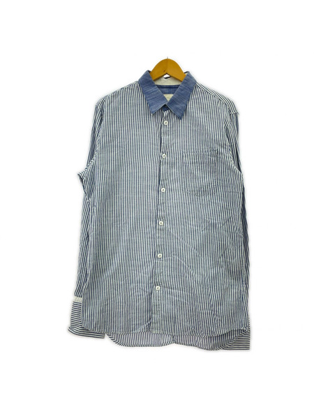 DIESEL 長袖シャツ ストライプ 青（L）