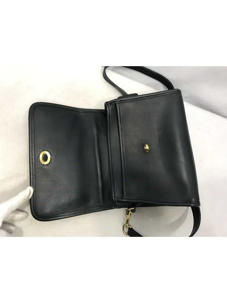 ショルダーバッグ OLD/USA製/ターンロック/レザー/紺