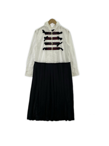 tricot COMME des GARCONS 半袖ワンピース メタルボタン チェック柄