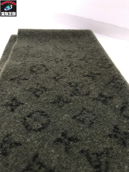 LV  エシャルプ モノグラム グラディエント ウール/カシミア マフラー 緑 M76237