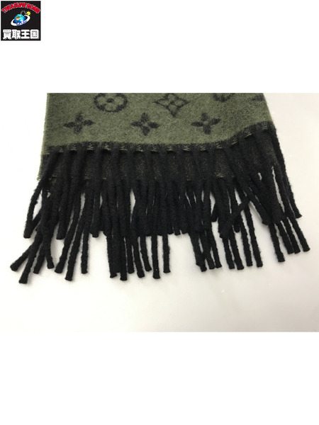 LV  エシャルプ モノグラム グラディエント ウール/カシミア マフラー 緑 M76237