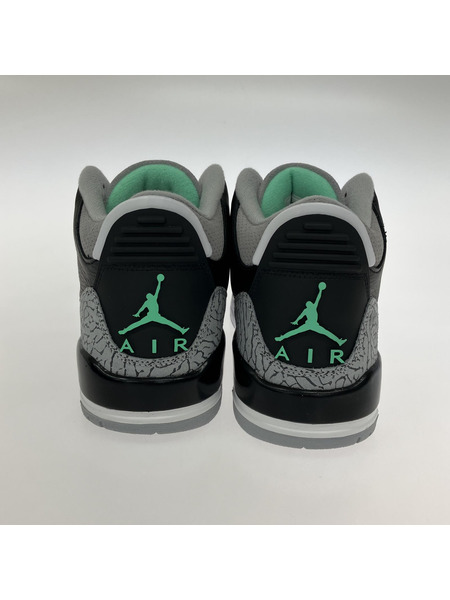 NIKE Air Jordan 3 Green Glow ハイカットスニーカー 黒グレー 27cm