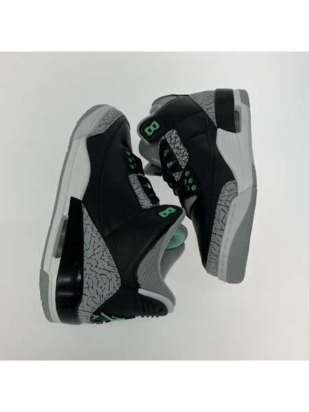 NIKE Air Jordan 3 Green Glow ハイカットスニーカー 黒グレー 27cm