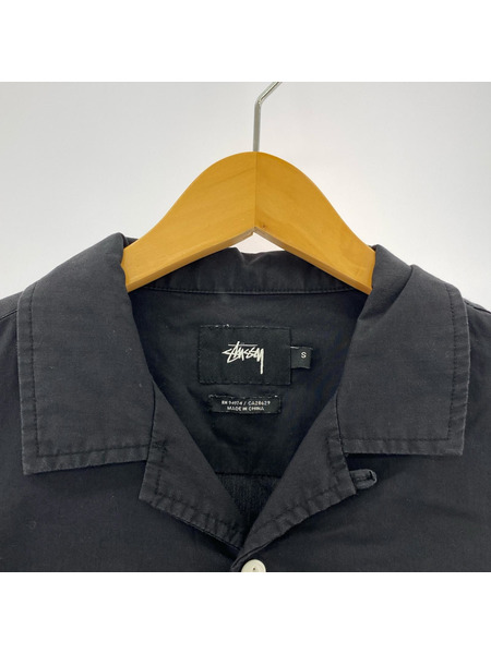 STUSSY 半袖シャツ Laguna Bowling ボウリングシャツ 黒 (S)