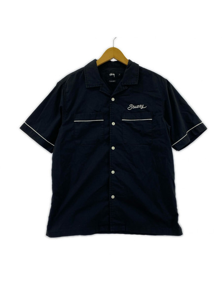 STUSSY 半袖シャツ Laguna Bowling ボウリングシャツ 黒 (S)