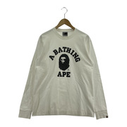 A BATHING APE 90s-00s L/Sフロントロゴカットソー ホワイト